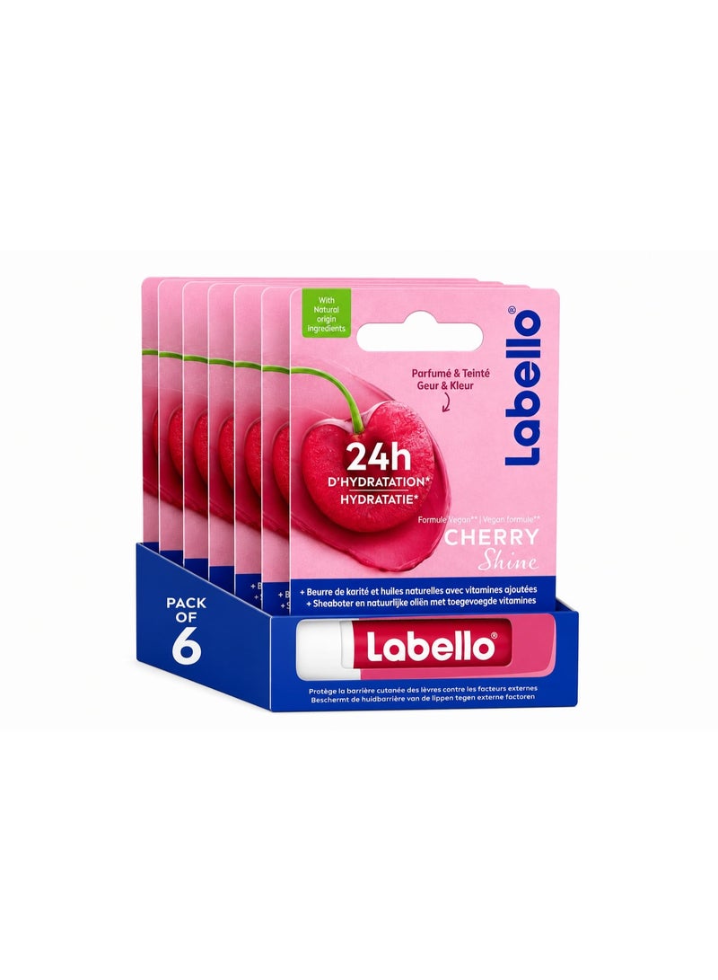 Labello Moisturizing Lip Balm, Cherry Shine, 4.8g (Pack of 6) - Image 1