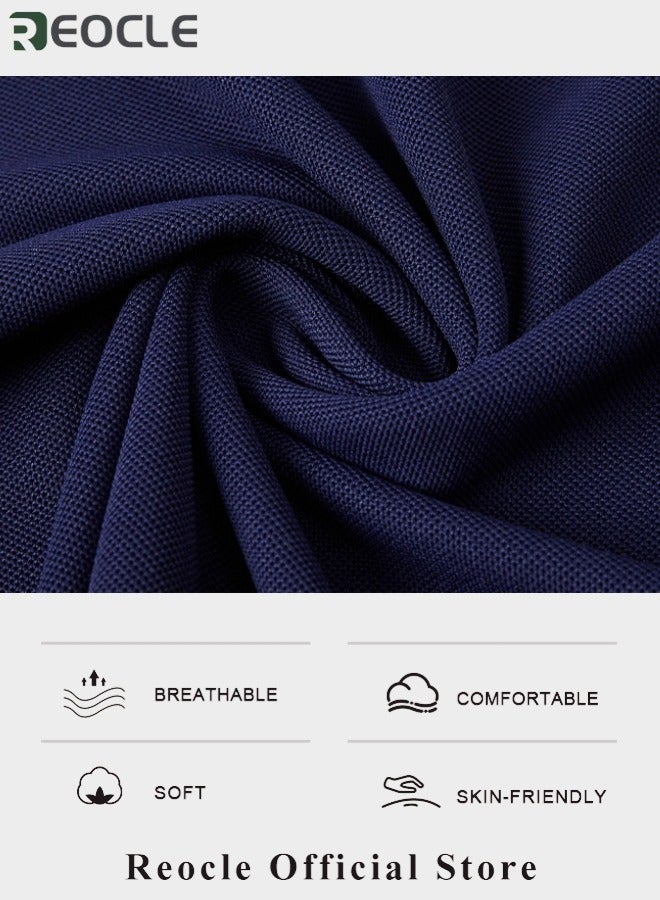 REOCLE Men's Solid Regular fit Polo Shirt Thin Breathable Short Sleeve Shirts Turn-Down Collar Work Business Polo Shirt - Image 3