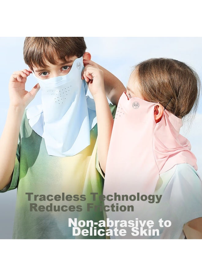 Moremerry Children's Sun Protection Face Mask, Windproof And Uv-resistant, Thin Ice Silk Breathable Mask For Boys And Girls In Summer, Blue, Size M - Image 4