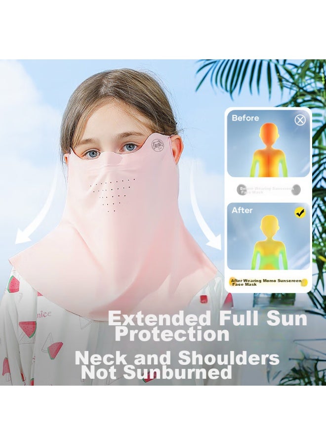 Moremerry Children's Sun Protection Face Mask, Windproof And Uv-resistant, Thin Ice Silk Breathable Mask For Boys And Girls In Summer, Blue, Size M - Image 2