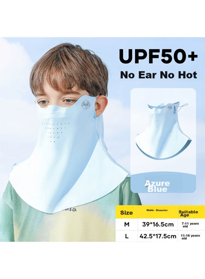 Moremerry Children's Sun Protection Face Mask, Windproof And Uv-resistant, Thin Ice Silk Breathable Mask For Boys And Girls In Summer, Blue, Size M - Image 1