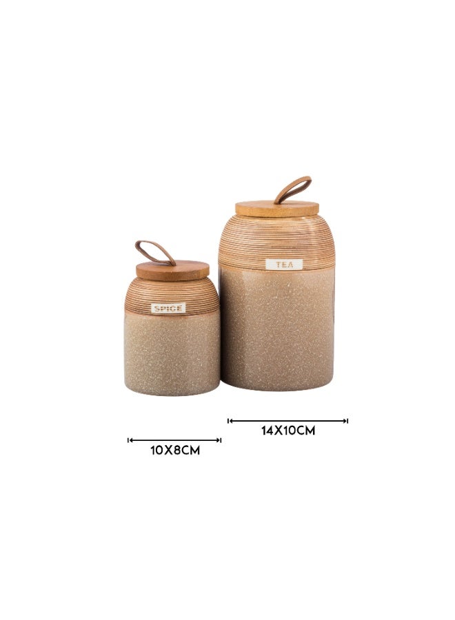 اباريك الصفا طقم علب بهارات سيراميك 7 قطع بستاند - Image 4