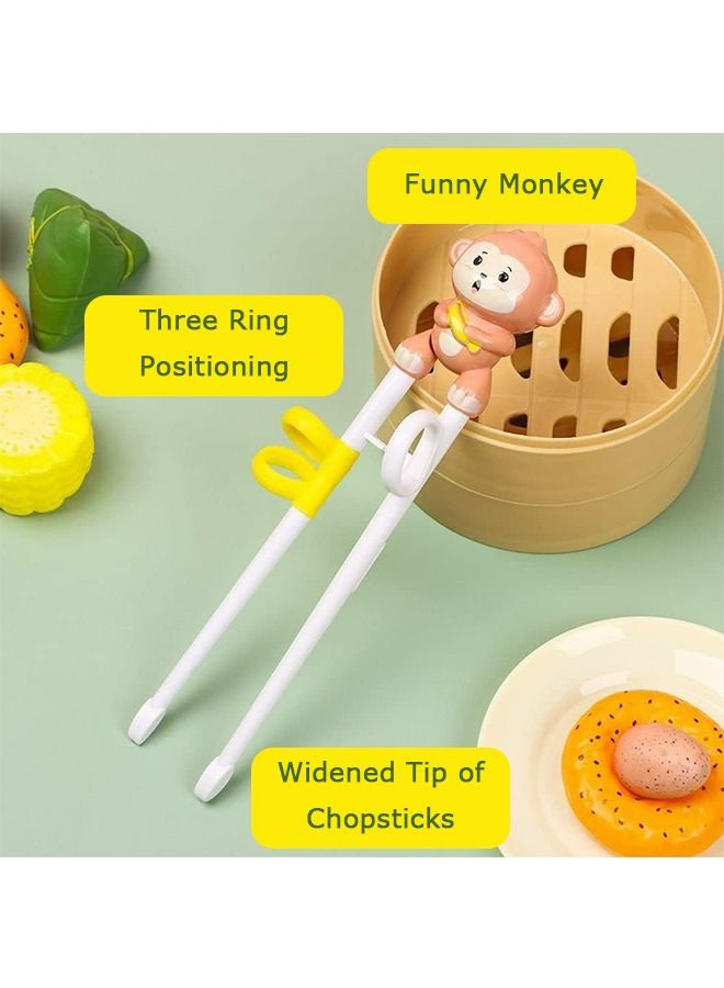مجموعة عيدان تدريب الأطفال، تحتوي على زوج من عيدان تعليم الأطفال ملعقة، رأس قرد ممتع، مساعد جيد لتعلم استخدام العيدان، عيدان تعليم الكرتون - Image 4