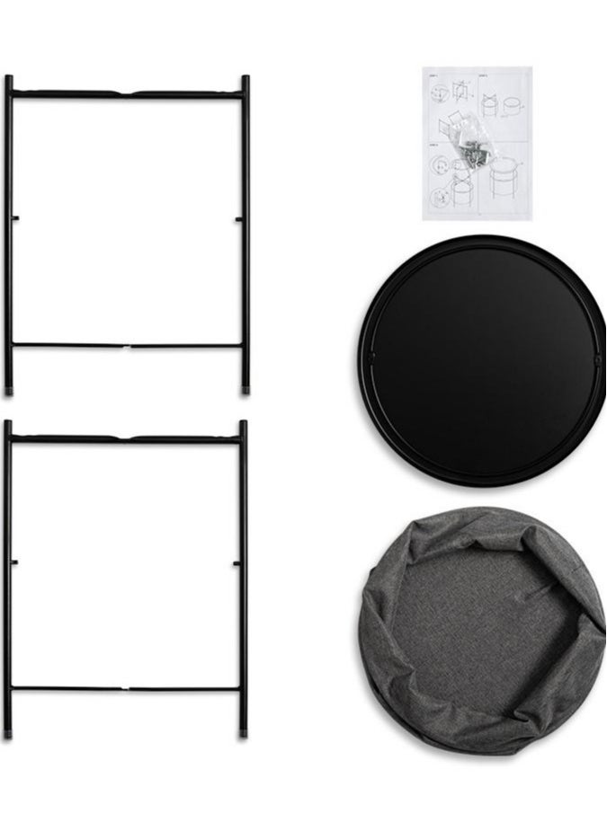 ULHYC Nordic Style Coffee Round Sofa Side Snack End Table with Storage Basket Metal Nightstand  - Image 5