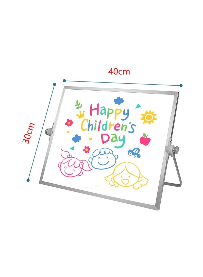 Cool Baby - COOLBABY Magnetic Desktop Whiteboard 30x40cm Double Sided Dry Erase Small White Board with Stand A3 Mini Whiteboard 8 Pens 1 Eraser 6 Magnets for Kids Students School Home Office - Image 1