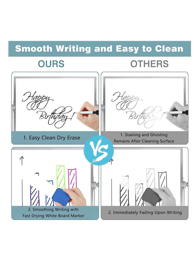 Cool Baby - COOLBABY Magnetic Desktop Whiteboard 30x40cm Double Sided Dry Erase Small White Board with Stand A3 Mini Whiteboard 8 Pens 1 Eraser 6 Magnets for Kids Students School Home Office - Image 1