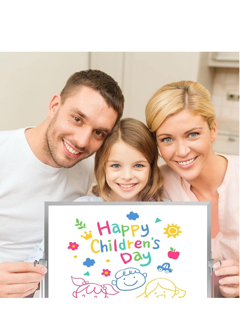Cool Baby - COOLBABY Magnetic Desktop Whiteboard 30x40cm Double Sided Dry Erase Small White Board with Stand A3 Mini Whiteboard 8 Pens 1 Eraser 6 Magnets for Kids Students School Home Office - Image 1
