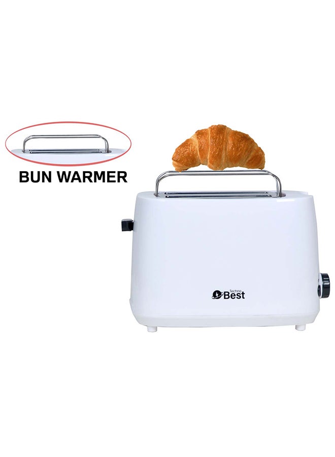 Techno Best 2 Slice Electric Toaster/Efficient Breakfast Toasting/Breakfast machine with Browning control/Plastic 2 Slices 650 W BET-01P White - Image 3