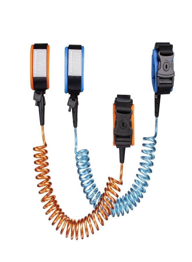 bearcouple 8.2Ft+4.92Ft Child Safety Harness Leash with Lock & Reflective Straps -2 Pack Anti Lost Walking Reins for Toddlers, Kids in Shopping, Airport, Zoo & Theme Park (Blue+Orange) - Image 1
