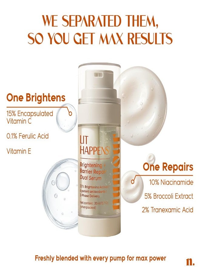 Numour Lit Happens Dual Brightening Serum 20ml| 33% Actives 15% Vitamin C+10% Niacinamide+ 2% TXA |Fades Dark Spots & Brightens|Dermat Tested, Sensitive Skin Safe| Face Serum For Men & Women - Image 2