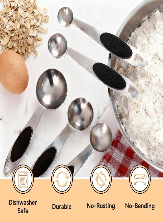 LEIFENY Magnetic Measuring Spoons Set of 5, Stainless Steel Measure Spoon for Baking & Cooking, Stackable Metal Kitchen Gadgets Essentials - Image 5
