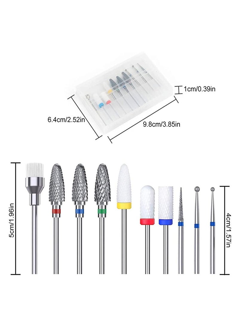 KASTWAVE Ceramic Nail Drill Bits, 10 Pcs 3/32 Inch Nail Drill Bits Set for Acrylic Gel Nails Professional Nail Drill Bits Cuticle Remover Crystal Nail Extension Nail Removal - Image 3