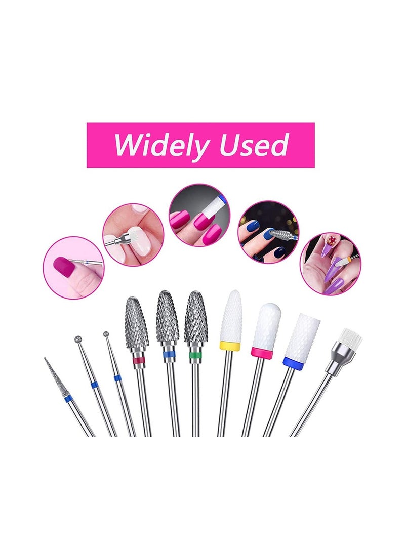 KASTWAVE Ceramic Nail Drill Bits, 10 Pcs 3/32 Inch Nail Drill Bits Set for Acrylic Gel Nails Professional Nail Drill Bits Cuticle Remover Crystal Nail Extension Nail Removal - Image 5
