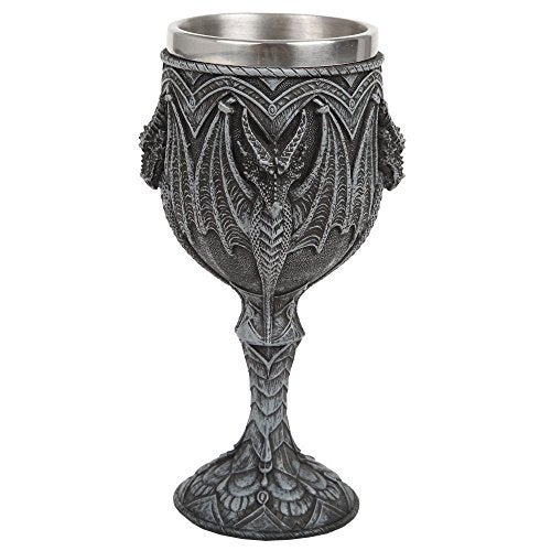 PTC Wine Goblet Dragon Chalice Medieval Stainless Steel Cup Decor Resin Glass DrinkCollectible Celtic Home 