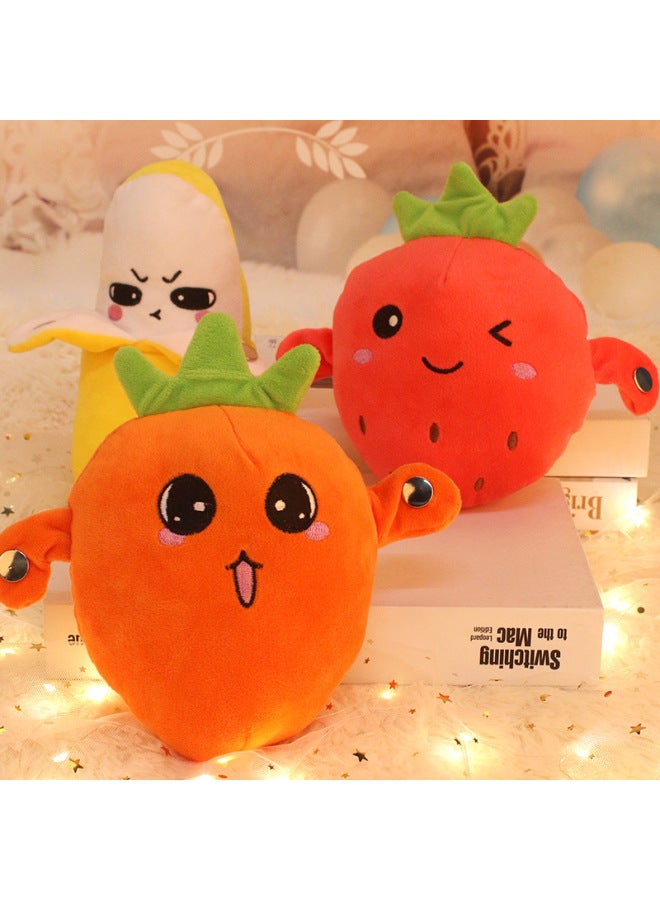 Banana Fruit Induction Beat Piano Creative Strange Music Parent-Child Interactive Doll Plush Toy-Color:Strawberry Beat Piano 【3 Rechargeable Battery Charger】】-Height:22cm 【opp Bag】】 - Image 2