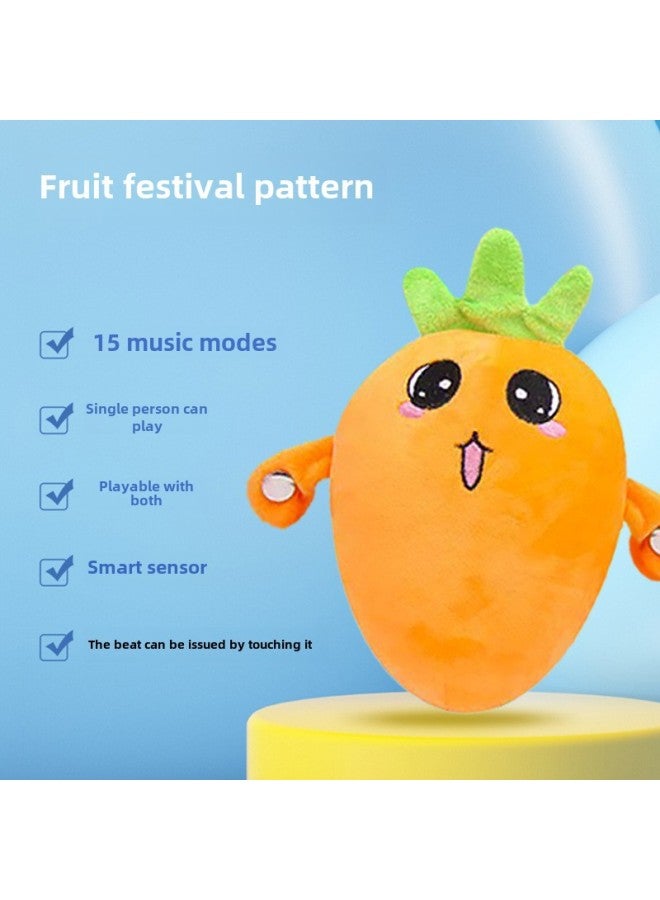 Banana Fruit Induction Beat Piano Creative Strange Music Parent-Child Interactive Doll Plush Toy-Color:Strawberry Beat Piano 【3 Rechargeable Battery Charger】】-Height:22cm 【opp Bag】】 - Image 3
