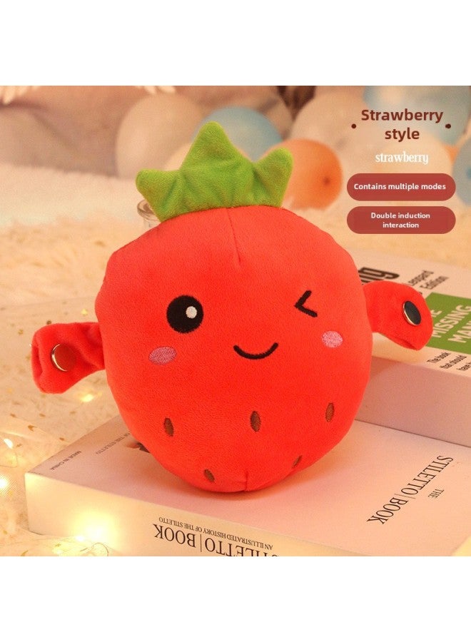 Banana Fruit Induction Beat Piano Creative Strange Music Parent-Child Interactive Doll Plush Toy-Color:Strawberry Beat Piano 【3 Rechargeable Battery Charger】】-Height:22cm 【opp Bag】】 - Image 1