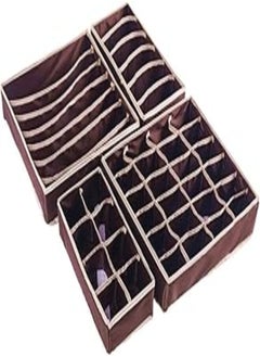 Generic Oxford Cloth Drawer Organizer - Foldable Underwear Organizer Storage Boxes Drawer Dividers for Socks,Bras,Briefs,Undergarments,Set of 4, Brown 
