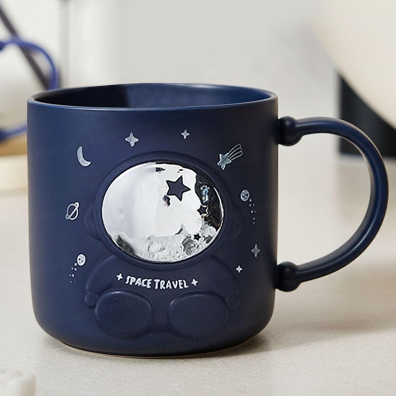 FunBlast كوب حليب فضائي للأطفال – 390 مل؛ كوب غير قابل للكسر للأطفال، أكواب حليب للأطفال غير قابلة للكسر - كوب شرب الحليب للأطفال (أزرق داكن) - Image 1