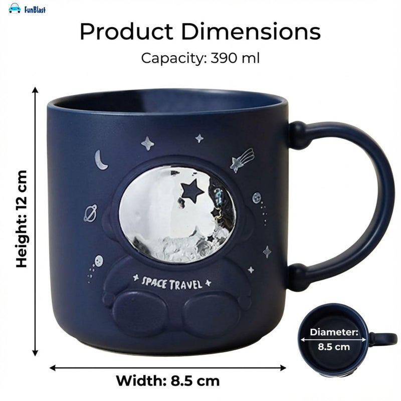 FunBlast كوب حليب فضائي للأطفال – 390 مل؛ كوب غير قابل للكسر للأطفال، أكواب حليب للأطفال غير قابلة للكسر - كوب شرب الحليب للأطفال (أزرق داكن) - Image 3