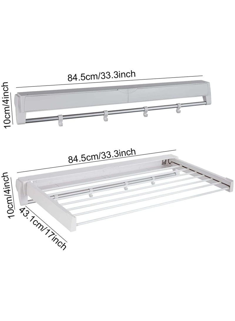 VUCATIN Clothes Drying Rack Wall Mounted Collapsible Laundry Drying Rack, Foldable Clothing Drying Rack for Indoor Outdoor Organization (White) - Image 5