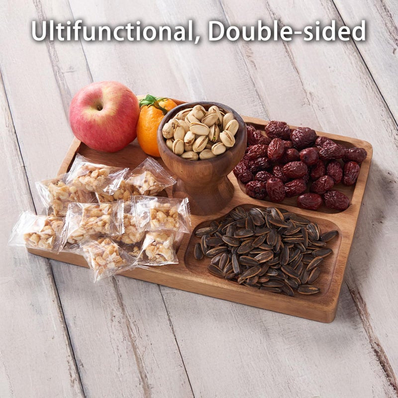 LiTY Cake Stand with Lid, 13â€³ Rectangular Multi-Functional Cake Holder, Acacia Solid Wood 2-in-1 Dessert Table Display Set, Charcuterie Board for Cheese ,Fruit Platter, Large Acrylic Cake Dome Cover - Image 3