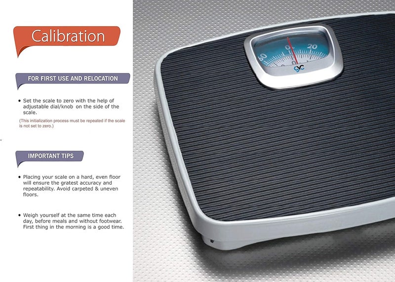GVC Deluxe Personal Weighing Scale Analog Mechanical (BLACK), 130 Kilograms - Image 4