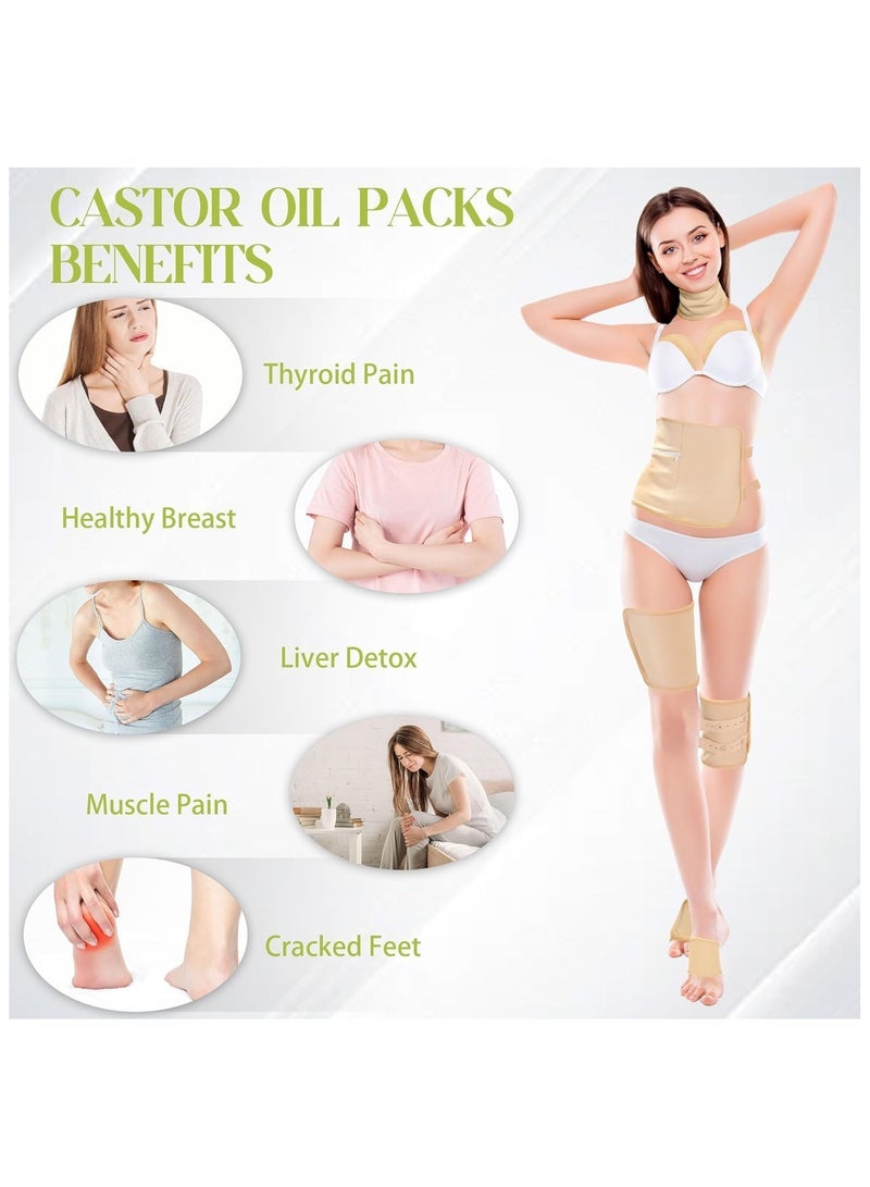 general 8pcs Castor Oil Packs, Reusable Castor Oil Organic Cotton Packs Liver Detox Insomnia and Inflammation Suitable for Neck Arms Waist Knees with Adjustable Elastic Strap - Image 3