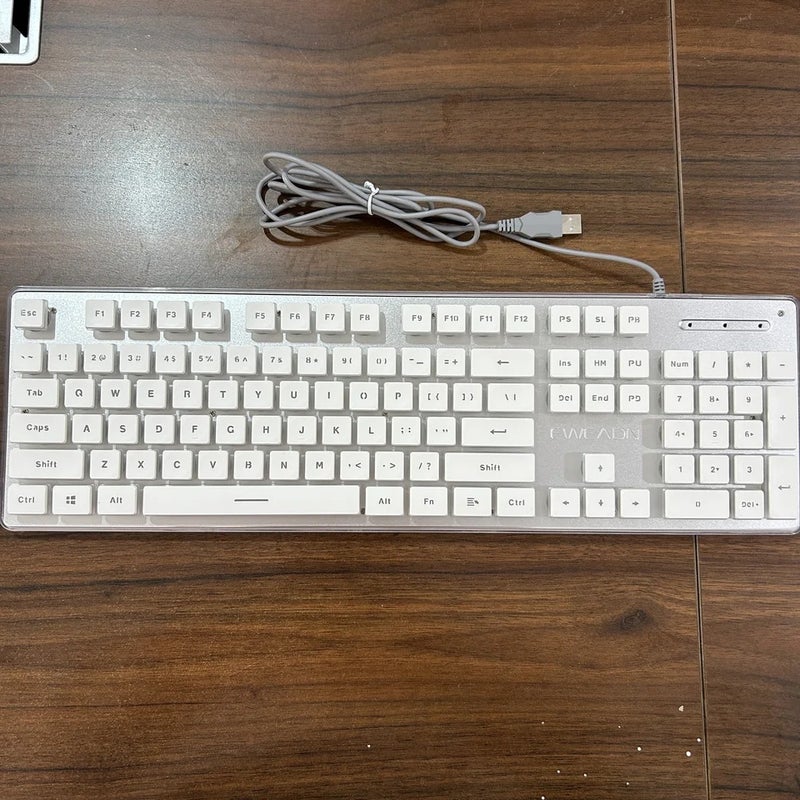 Eweadn GX710S Silent Office Keyboard, All-Metal Panel, 104 Keys Wired, Water Drop Keycaps, White and Black, Gaming and Office - Image 4