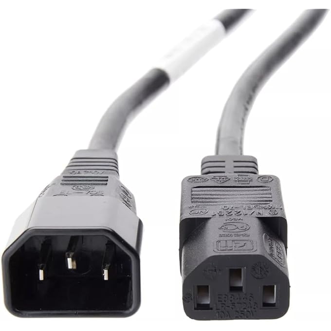 كابل تمديد طاقة C13 إلى C14، 1.8م-3X1.5مم، كابل طاقة عالمي- كابل طاقة ثقيل للكمبيوتر، الشاشة، الطابعة، الخادم PDU، UPS، معدات الشبكة-1PC- أسود - Image 1