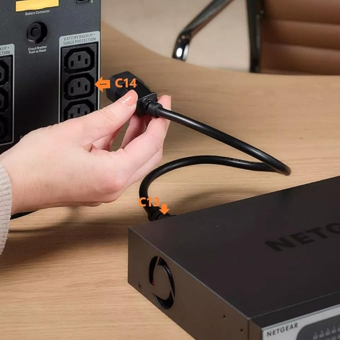 كابل تمديد طاقة C13 إلى C14، 1.8م-3X1.5مم، كابل طاقة عالمي- كابل طاقة ثقيل للكمبيوتر، الشاشة، الطابعة، الخادم PDU، UPS، معدات الشبكة-1PC- أسود - Image 3