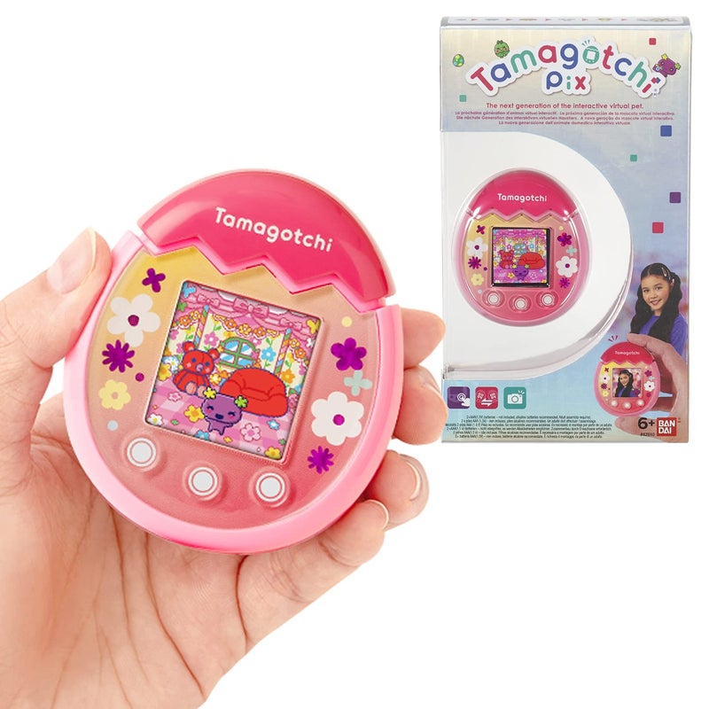 Bandai Tamagotchi 42901 Bandai Pix The Next Generation of Virtual Reality Pet with Camera Games and Collectable CharactersFloral Pink - Image 2