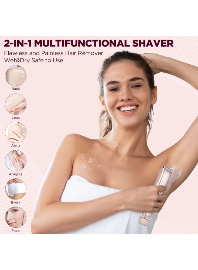 OSHIMA Bikini Trimmer for Women, 2 in 1 Electric Shaver for Women, Dual Head Pubic Hair Shaver for Men, Waterproof Wet & Dry Use Rechargeable Trimmer for Bikini Underarm Leg Arm Body Face (Gold) - Image 5
