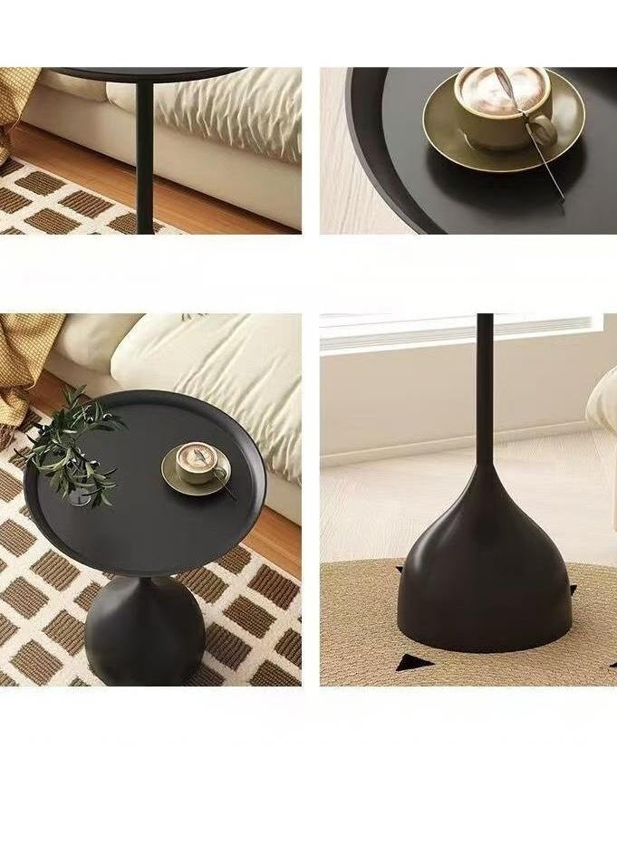 D&L - Coffee Table End Table Nordic Sofa Side Decorative Small Space Living Room Bedroom Patio Vintage Metal End Table Metal Iron Outdoor Round Table Weather Resistant Anti-Rust Outdoor 40*60Cm Black - Image 1
