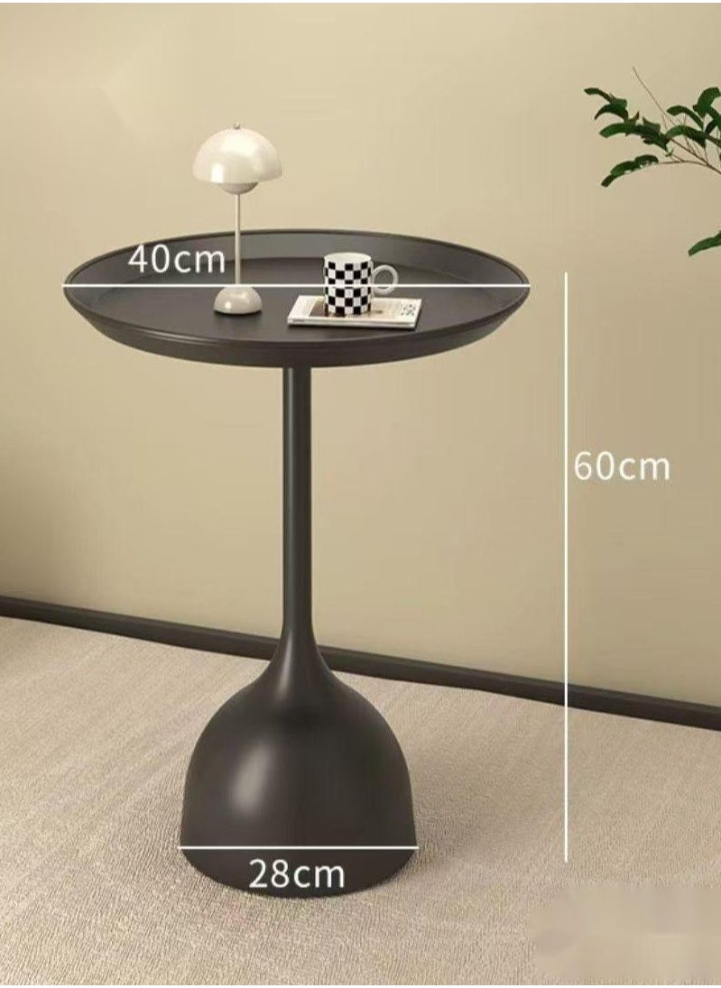 D&L - Coffee Table End Table Nordic Sofa Side Decorative Small Space Living Room Bedroom Patio Vintage Metal End Table Metal Iron Outdoor Round Table Weather Resistant Anti-Rust Outdoor 40*60Cm Black - Image 1