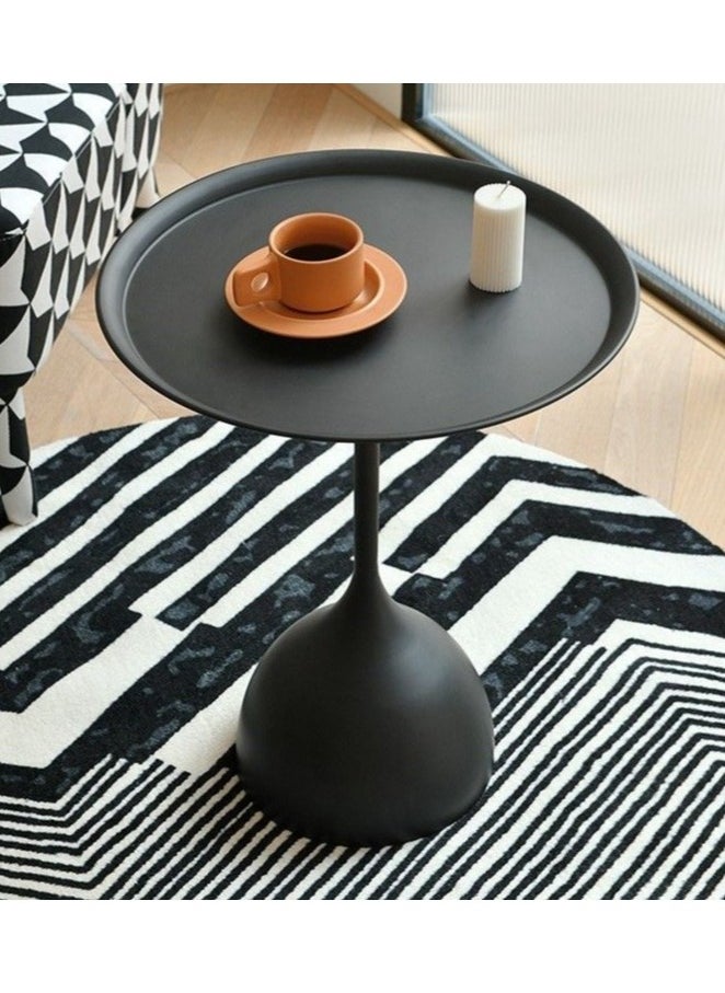 D&L - Coffee Table End Table Nordic Sofa Side Decorative Small Space Living Room Bedroom Patio Vintage Metal End Table Metal Iron Outdoor Round Table Weather Resistant Anti-Rust Outdoor 40*60Cm Black - Image 1
