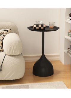 D&L Coffee Table End Table Nordic Sofa Side Decorative Small Space Living Room Bedroom Patio Vintage Metal End Table Metal Iron Outdoor Round Table Weather Resistant Anti-Rust Outdoor 40*60Cm Black  - Image 1