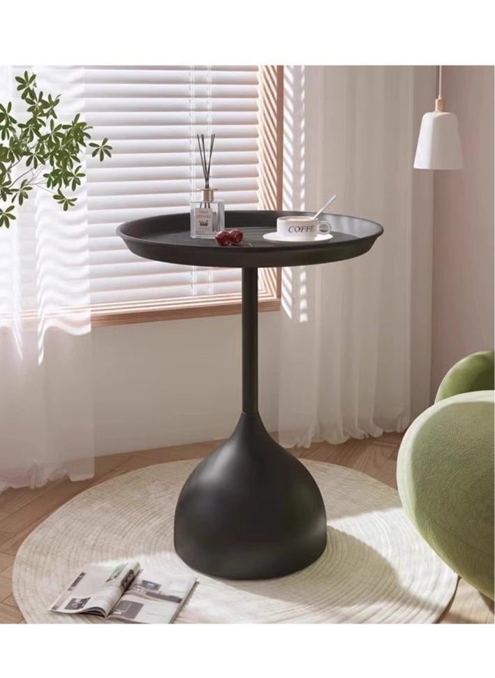 D&L - Coffee Table End Table Nordic Sofa Side Decorative Small Space Living Room Bedroom Patio Vintage Metal End Table Metal Iron Outdoor Round Table Weather Resistant Anti-Rust Outdoor 40*60Cm Black - Image 1