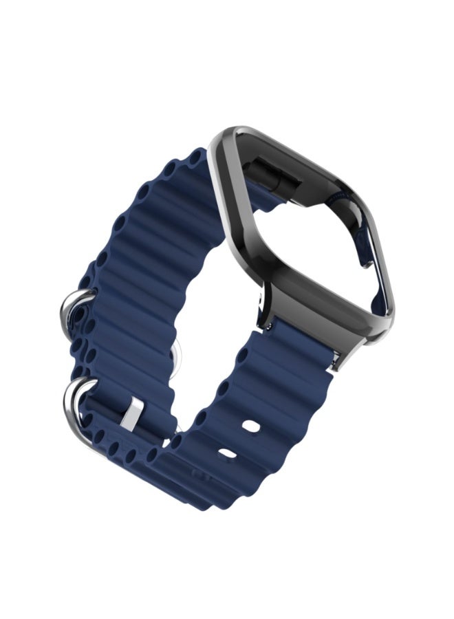 Ocean Strap Compatible with Xiaomi Mi Watch Lite/Redmi Watch, Adjustable Silicone Strap with Metal Buckle, Band With Frame Metal Women Men Replacement Strap (Blue) - Image 4