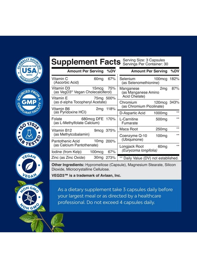 Natures Craft مكمل خصوبة الذكور قبل الحمل - معزز حجم السائل المنوي مع CoQ10، جذر الماكا، ميثيل فولات وحمض D-Aspartic - مكمل خصوبة للرجال لتحسين حركة الحيوانات المنوية - الحمل له، 90 حبة - Image 2