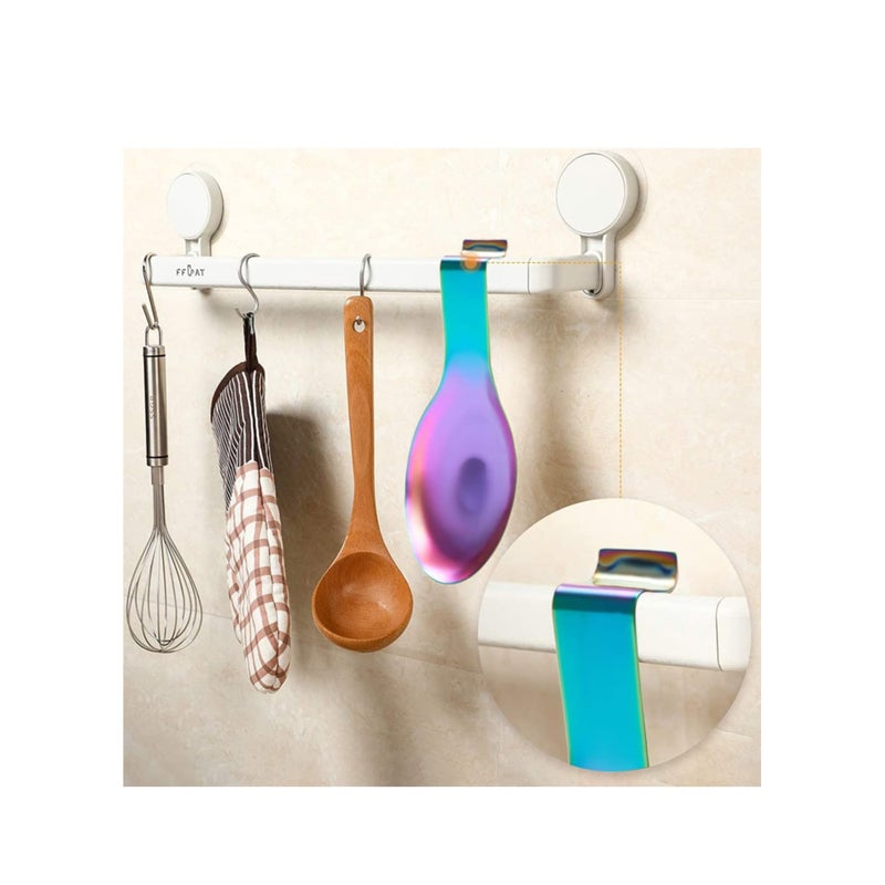 SOLARAE 4PCS Stainless Steel Rainbow Colour Spoon Rest for Kitchen Counter Cooking Utensil Rest Spoon Ladle Holder for Stove Top Rust Resistant Spatula Rest Dishwasher Safe - Image 4