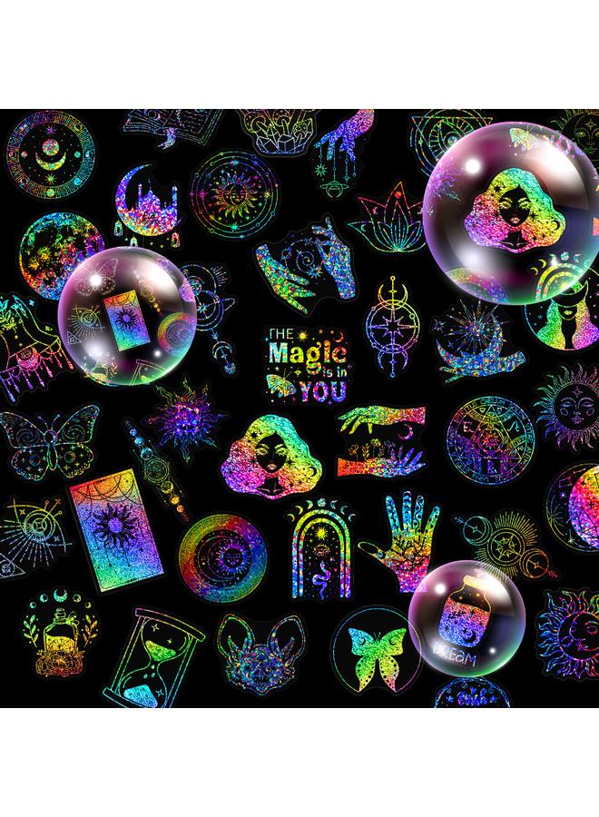 الأزرق جي دبليو 100 ملصق ليزر العالم السحري PET ملصق حزمة مذكرات سحرية سلسلة ديكور الكولاج DIY - Image 1