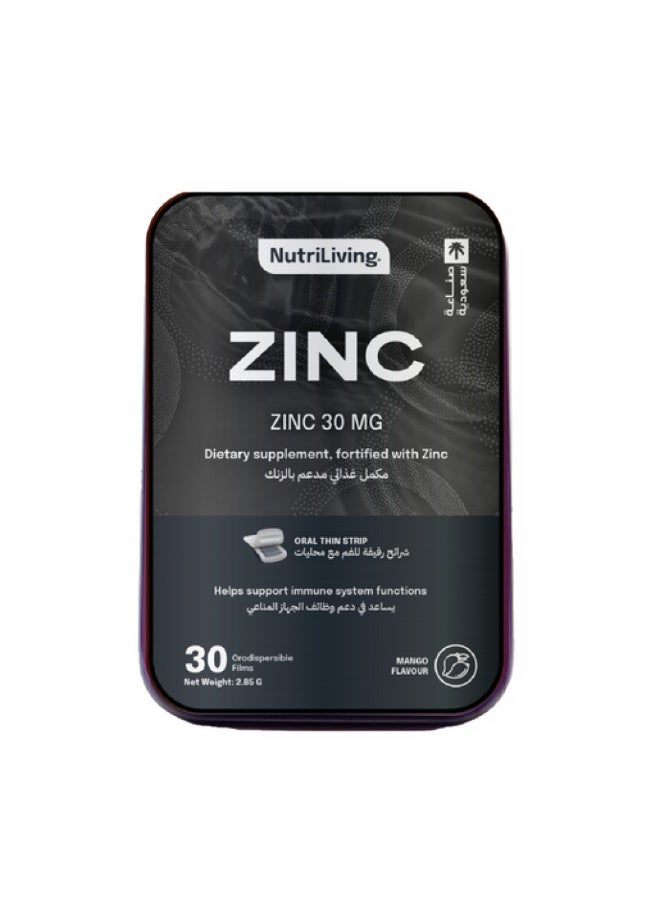 NutriLiving, Zinc 30 Mg Oral Dispersible Film - 30 Pcs