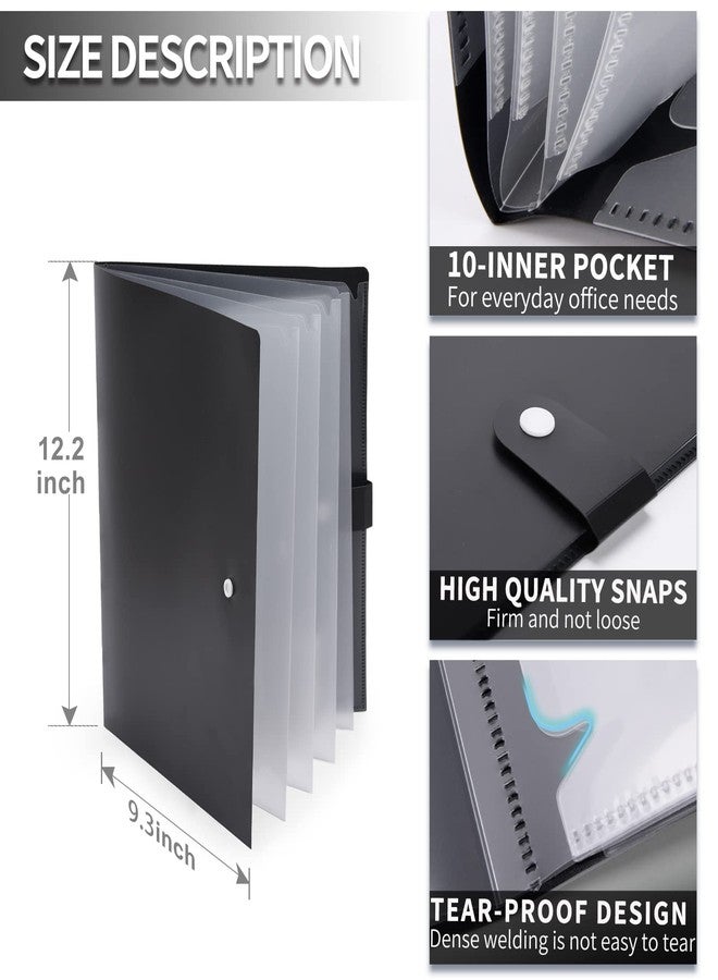 Cesil 3 Packs 10-Pocket File Folder, Letter A4 Paper Project Organizer Folders with Snap Button, Plastic Document Organizer for School Office Home - Image 4