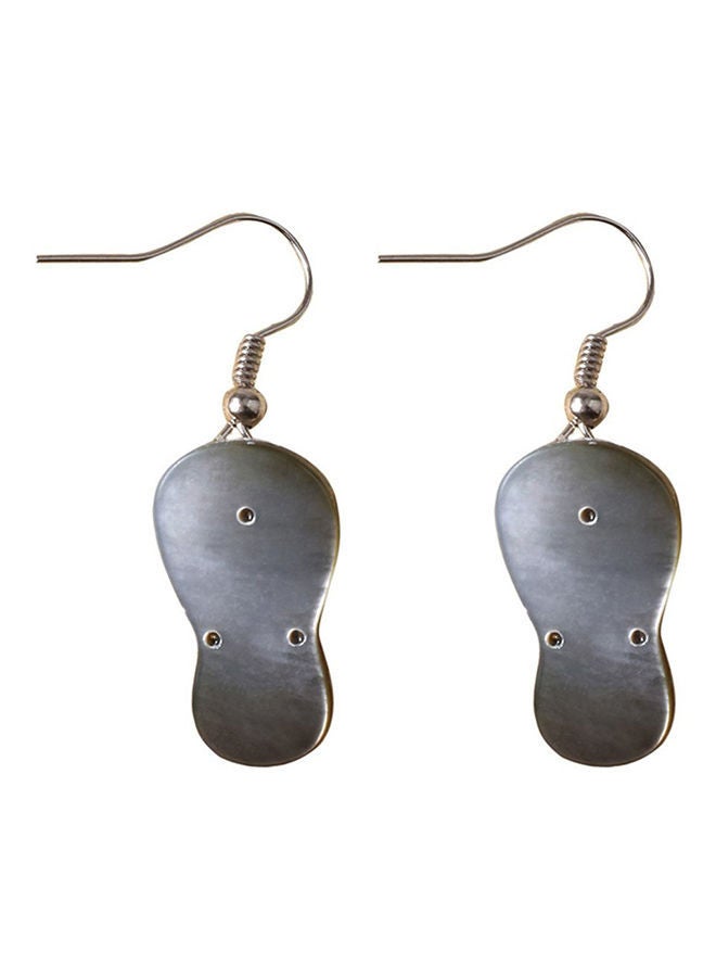 NIBEMINENT Slipper Shape Abalone Shell Dangle Earrings Black/Silver  - Image 2
