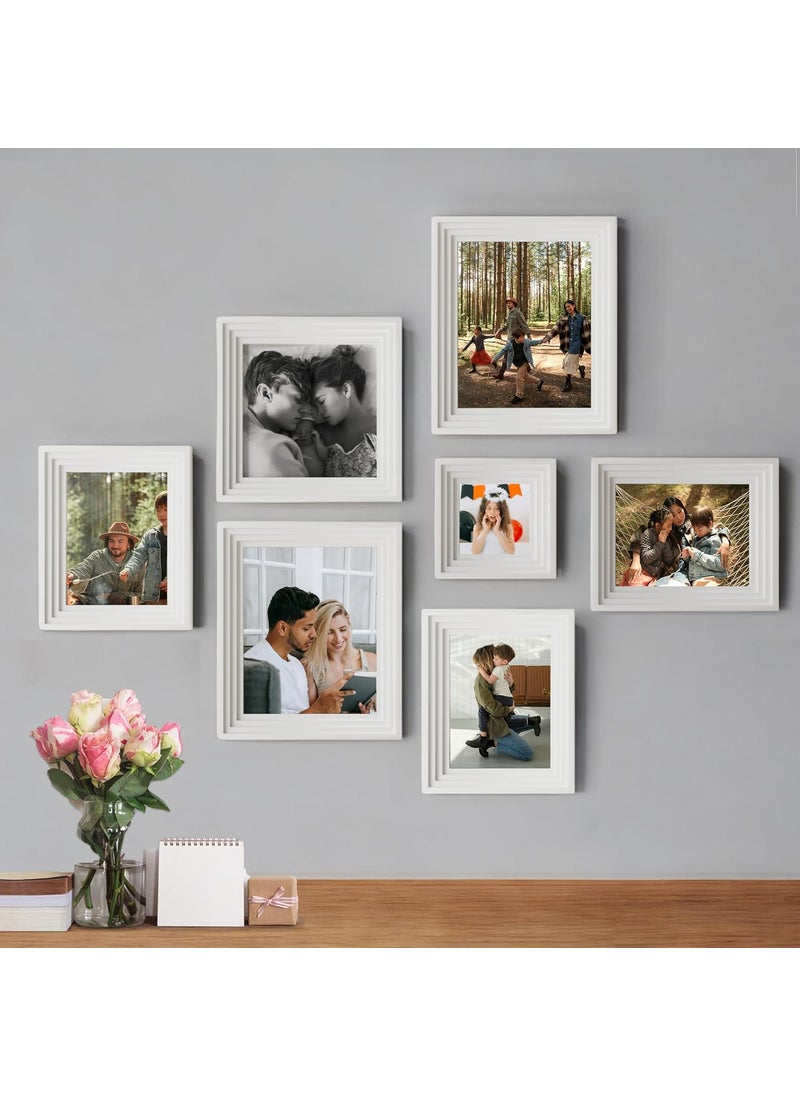 Art Street Art Street Set of 7 Adore Premium 3D Photo Frame for Living Room, Home Decoration & Office Décor, Wall Picture Frame (White, 8x10, 8x6, 8x8, 5x5 Inches)  - Image 1