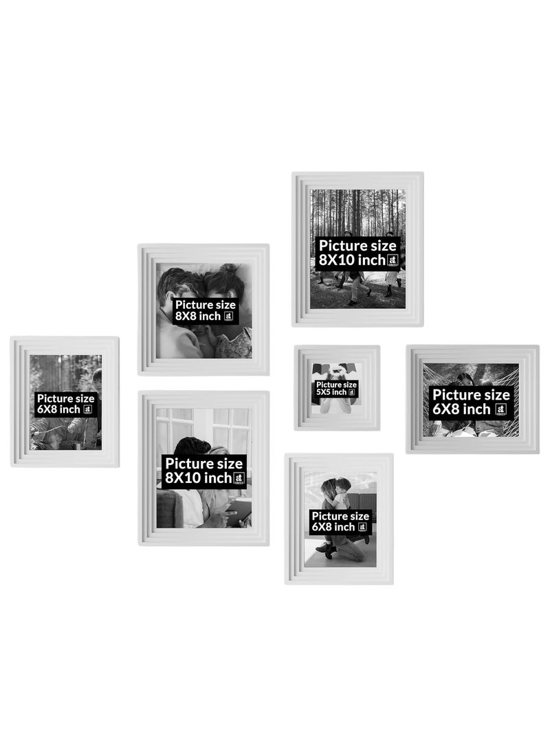 Art Street Art Street Set of 7 Adore Premium 3D Photo Frame for Living Room, Home Decoration & Office Décor, Wall Picture Frame (White, 8x10, 8x6, 8x8, 5x5 Inches)  - Image 4