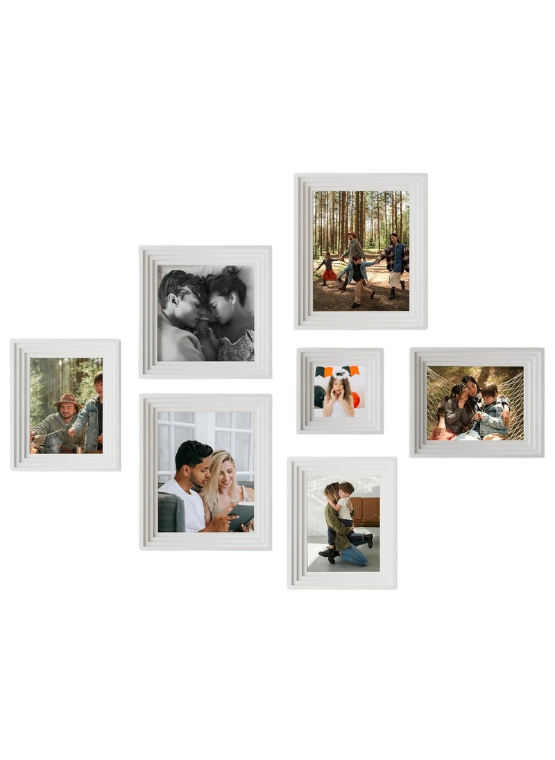 Art Street Art Street Set of 7 Adore Premium 3D Photo Frame for Living Room, Home Decoration & Office Décor, Wall Picture Frame (White, 8x10, 8x6, 8x8, 5x5 Inches)  - Image 2