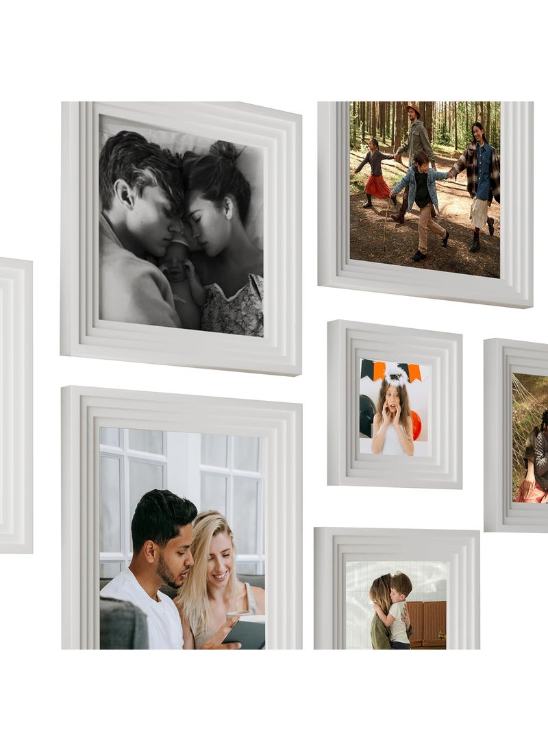 Art Street Art Street Set of 7 Adore Premium 3D Photo Frame for Living Room, Home Decoration & Office Décor, Wall Picture Frame (White, 8x10, 8x6, 8x8, 5x5 Inches)  - Image 3