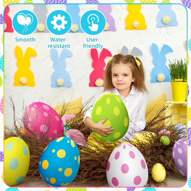 Simgoing 12 Pcs Easter Inflatable Decorations Easter Egg Inflatables Outdoor Decorations Colorful Eggs Decor for Ornament Yard Lawn Garden Holiday Party Indoor Outdoor Decor, 15 Inch (Pastel) - Image 2